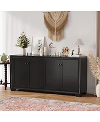 homfan 60" Buffet Cabinet – 4-Door Sideboard with Adjustable Shelves, Farmhouse Coffee Bar Console for Kitchen and Dining Room