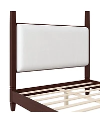 Streamdale Furniture Canopy Platform Bed, Upholstered Headboard, Espresso