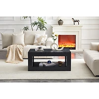 Streamdale Furniture Modern 2-Tier Rectangular Coffee Table with Open Storage Shelf