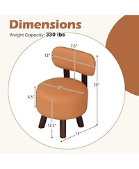 Costway Set of 2 Small Footrest Stools with Backrest and Rubber Wood Legs for Bedroom