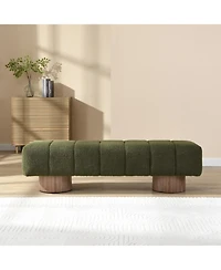 sumyeg Upholstered Dining Bench for Bedroom Entryway or Living Room with Boucle Fabric,300lbs Capacity