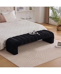 sumyeg 69.7-Inch Upholstered Armless Bench with Channel Tufted Chenille Design