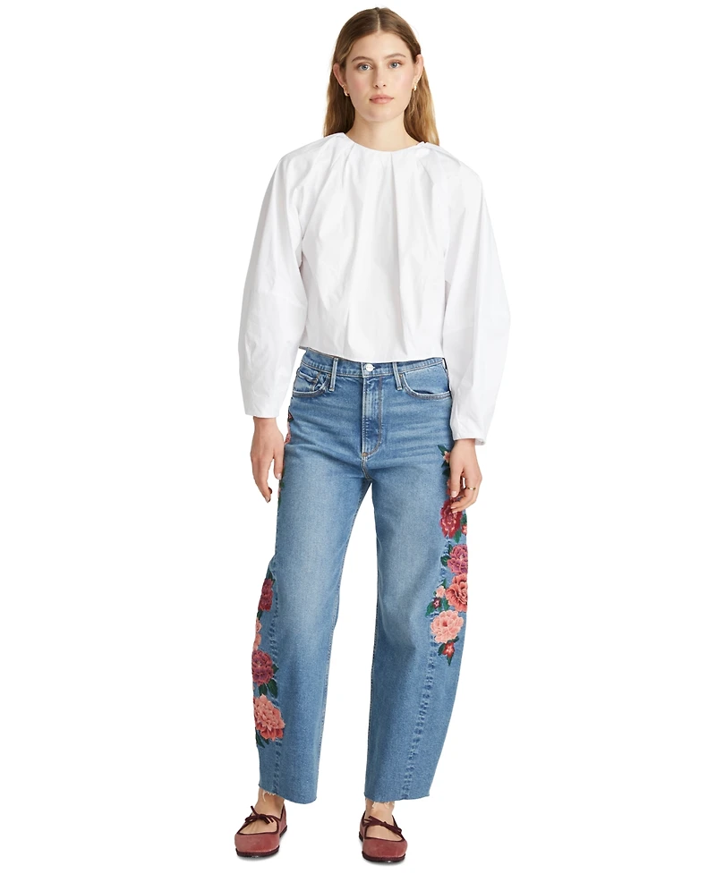 Driftwood Women's Rose Embroidered Mid-Rise Ankle Jeans