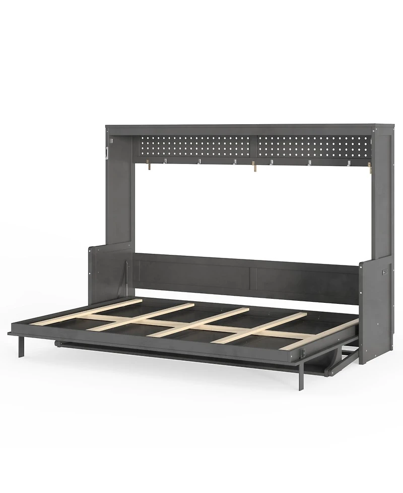 Streamdale Furniture Murphy Bed with a desk, Usb Charging Station, Led Lights