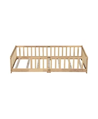 Streamdale Furniture Twin Size Floor Bed with Fence and Safety Guardrails