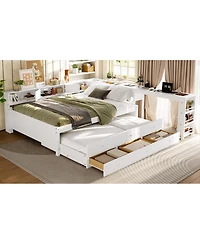 Streamdale Furniture Wood Daybed with Trundle, Storage, Shelves and Desk