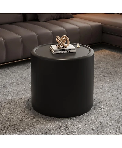 Streamdale Furniture Round Coffee Table with Tempered Glass Top and Hidden Storage