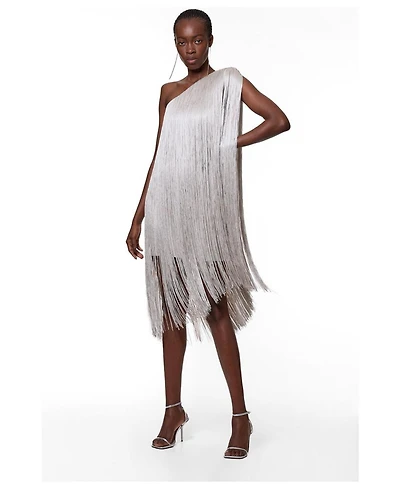 Karen Millen Women's One-Shoulder Fringe Mini Dress