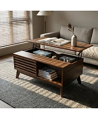 Streamdale Furniture Lift Top Coffee Table with Storage and Sliding Door