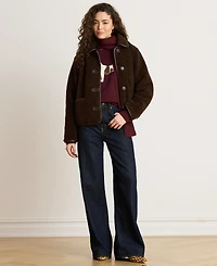 Lauren Ralph Women's Pleather Trim Sherpa Jacket