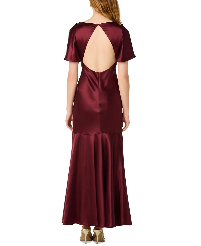 Astr the Label Women's Satin V-Neck Cape-Sleeve Maxi Dress