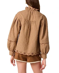 Astr the Label Women's Ruffled Collar Tie-Neck Top