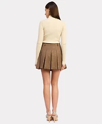 En Saison Women's Belted Box-Pleat Mini Skirt