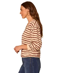 Democracy Petite Blouson-Sleeve V-Neck Knit Top