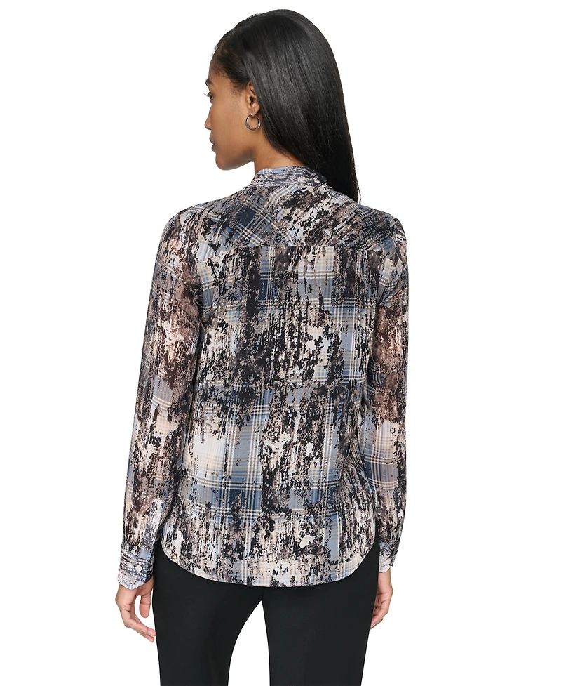 Dkny Women's Tie-Neck V-Neck Blouse