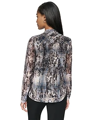 Dkny Women's Tie-Neck V-Neck Blouse