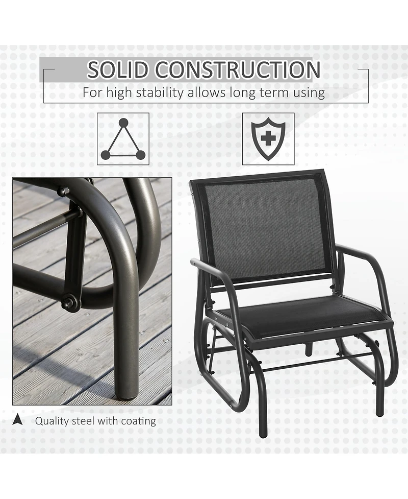 Outsunny Outdoor Glider with Breathable Mesh Fabric Curved Armrests