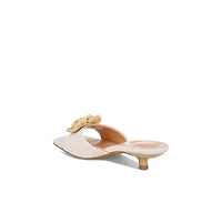 London Rag Womens Sobhina Woven Floral Accent Kitten Heels