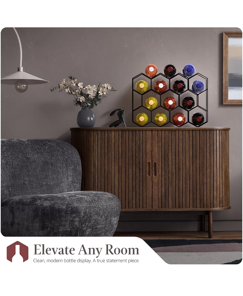 Sorbus Stackable 14 Bottle Honeycomb Design Metal Wine Rack - Cabinet, Pantry, Bar and More