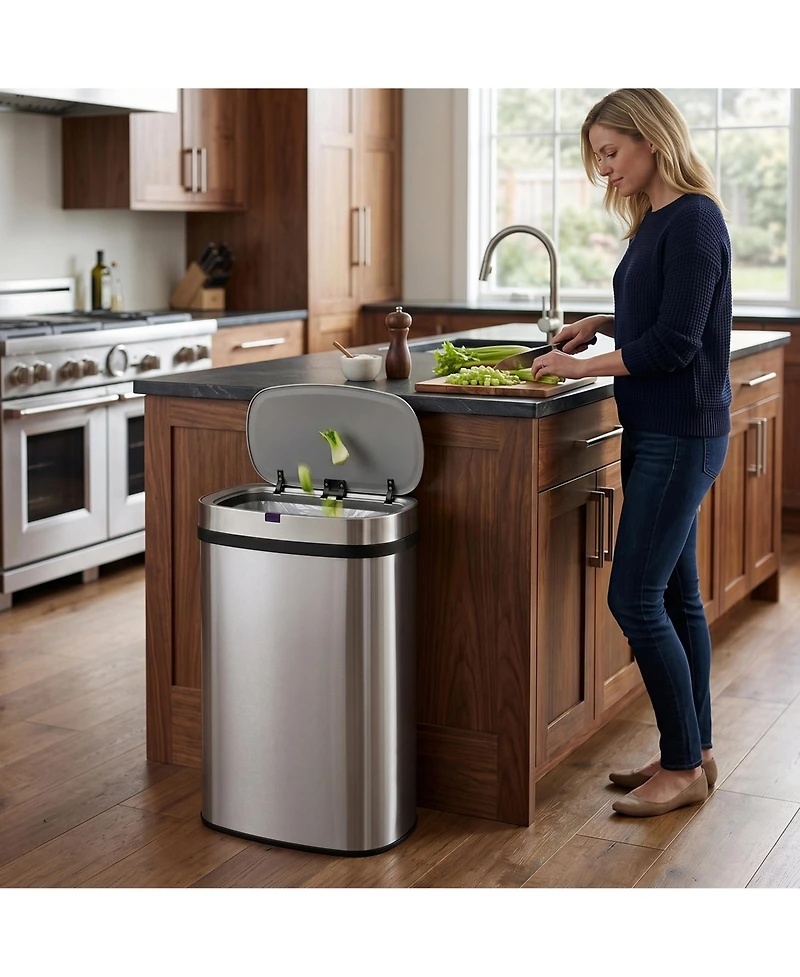 Mega Casa -Gallon Motion Sensor Stainless Steel Trash Can with Trash Bags