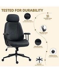 Dyhome Ergonomic Executive Home Office Chair, High Back Faux Leather Desk Chair with Headrest