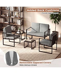 Yiortwo Set of 2 Outdoor Lounge Chairs with Cushions and Metal Frame