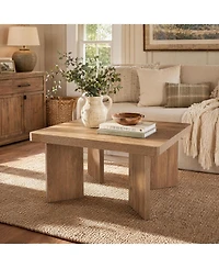 Tribesigns 31.5 in. Square Mdf Coffee Table, Round Corners Living Room Center Coffee Table with 4 Legs