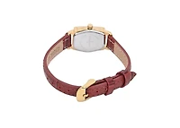 Peugeot Women's Vintage 14K Gold-Plated Rectangular Small Face Watch with Leather Strap
