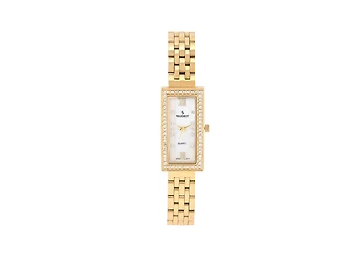 Peugeot Women's 35x20mm Mop Crystal Bezel Watch with Stainless Steel Bracelet
