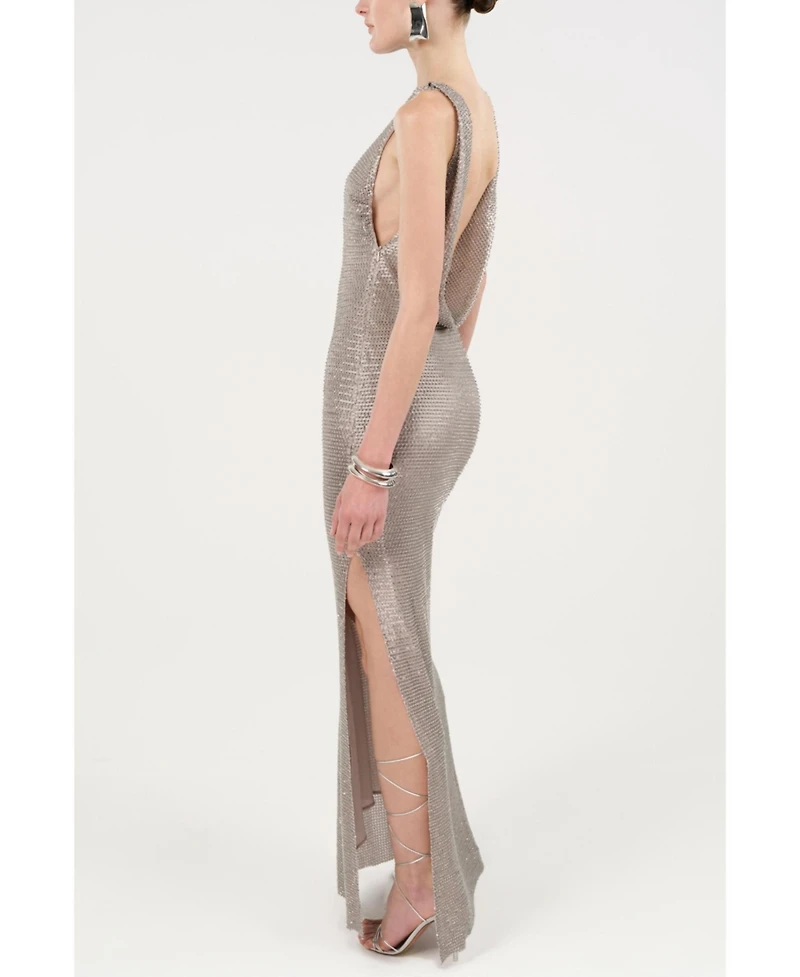Nocturne Women's Sequin Open Back Maxi Dress