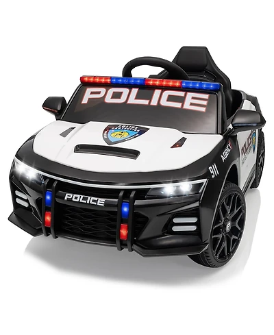 homfan 12V Licensed Toyota Police Ride On Car, 4WD, Remote Control, Led Lights, Music, Spring Suspension, Safety Belt, Truck Bed Storage