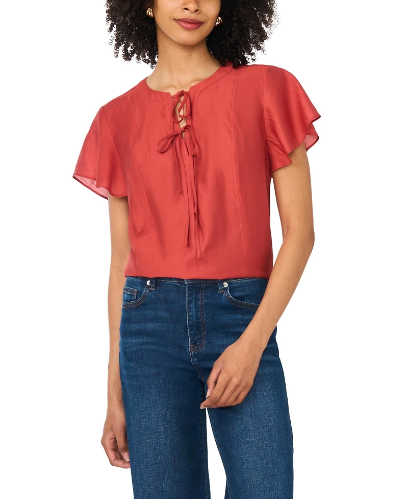 Vince Camuto Women's Tie-Front Flutter-Sleeve Raglan Blouse