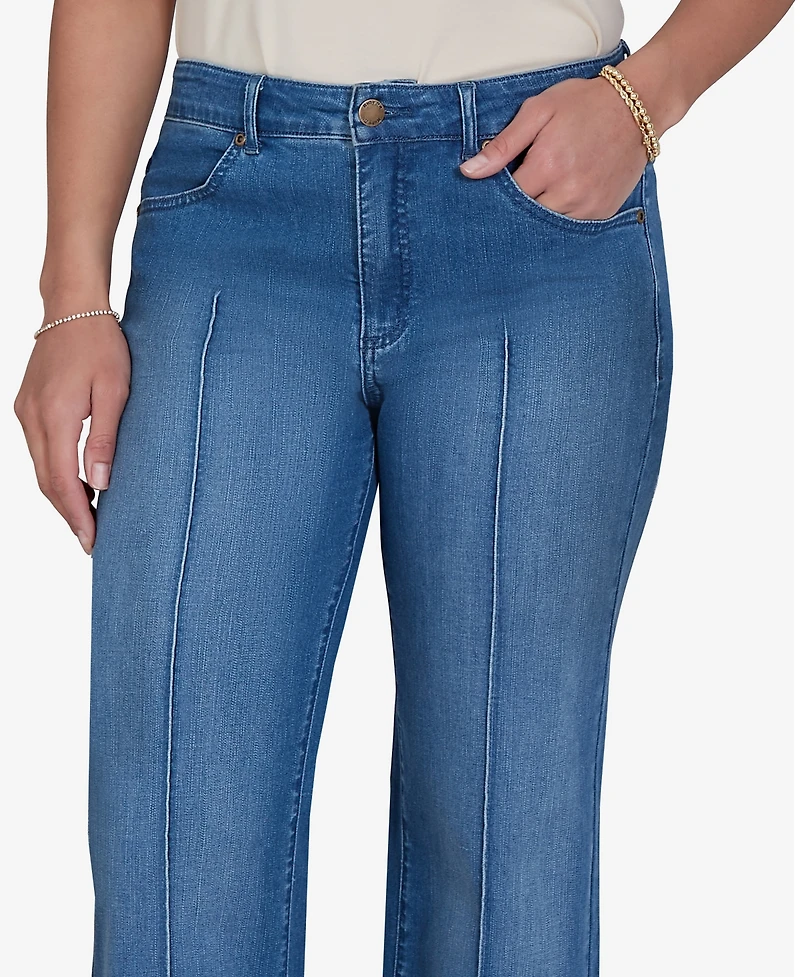 Ruby Rd. Petite High-Waisted Floral-Print Cuff Ankle Jeans