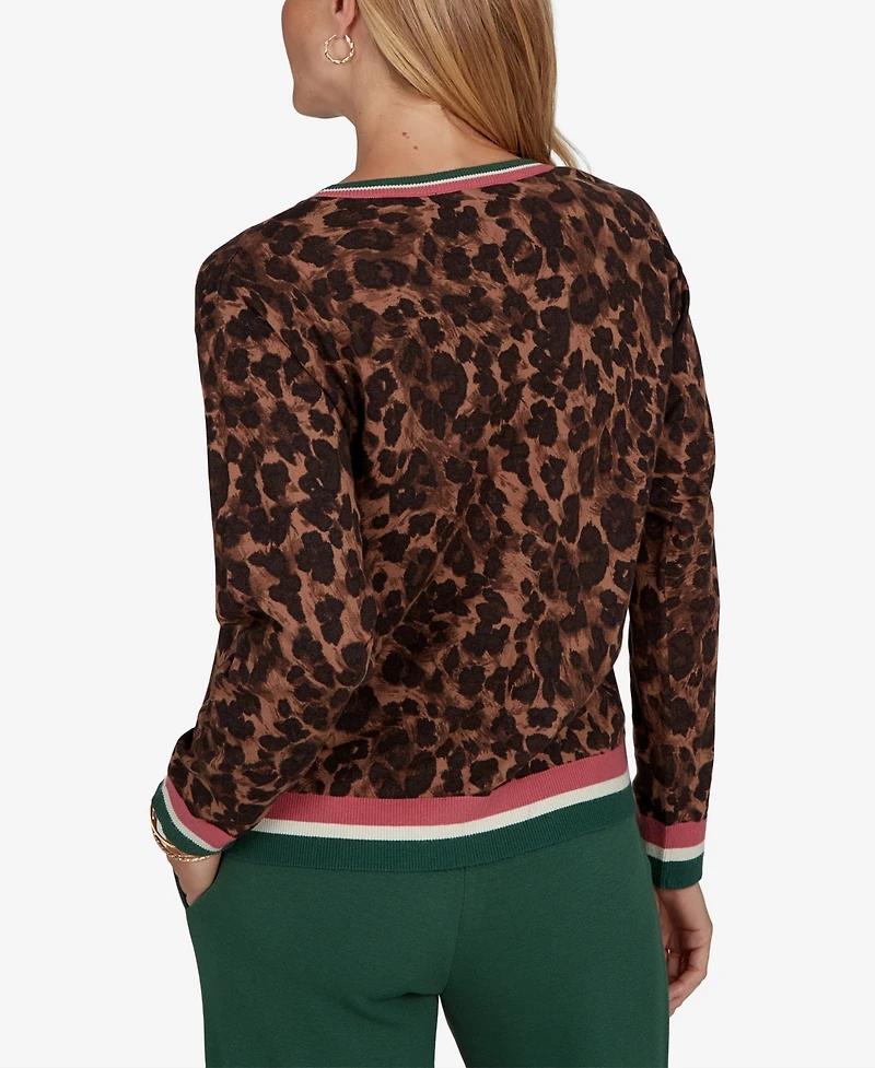 Ruby Rd. Petite Cheetah Print Knit Sweater