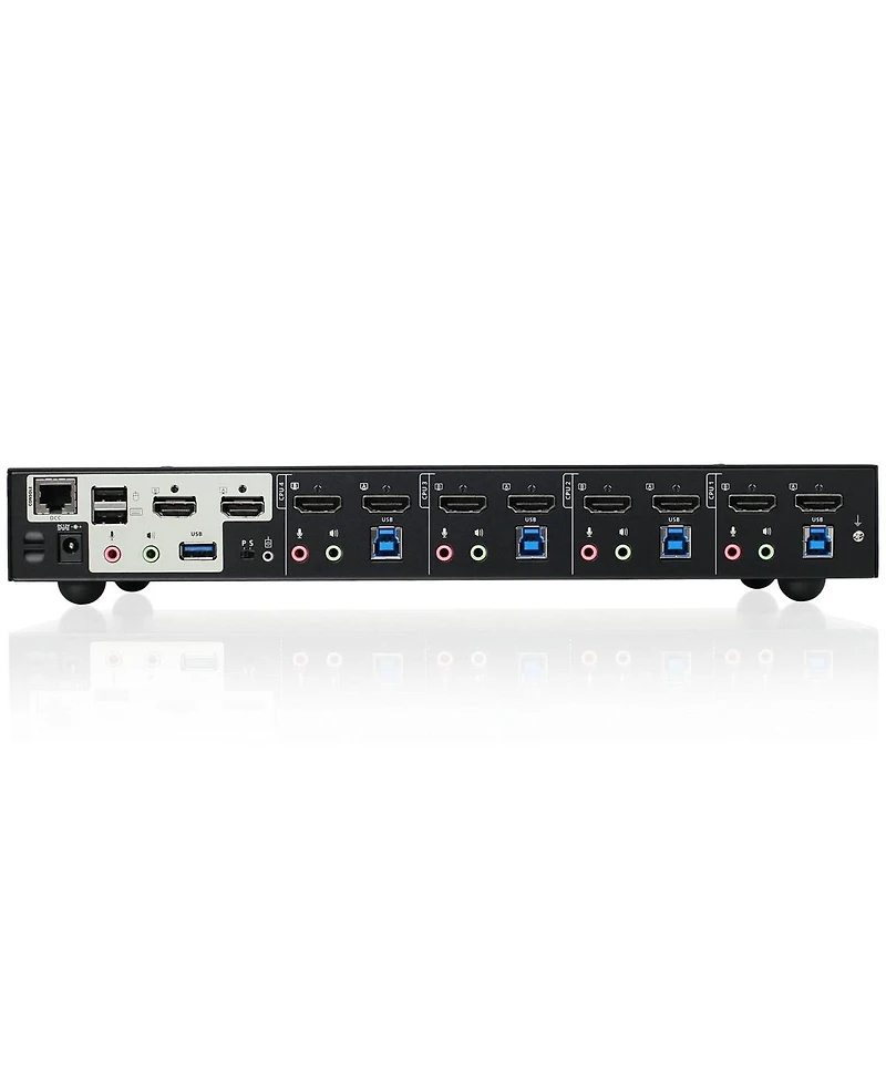 Iogear 4-Port 4K Dual View Kvmp Switch with Hdmi Connection, Usb 3.0 Hub and Audio, Taa