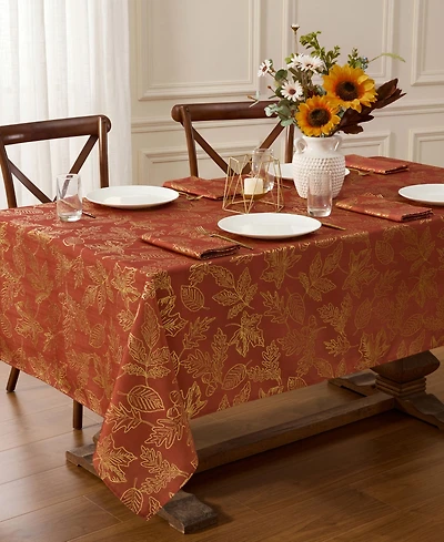 Lenox Metallic Falling Leaves Foil Rectangular Tablecloth, 60" x 120"