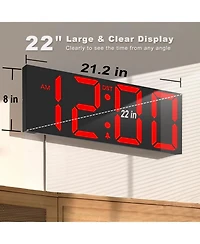 Jall 12 Inch Large Digital Wall Clock with Rgb Colors Auto Dst Night Light Brightness Plug Memory Battery