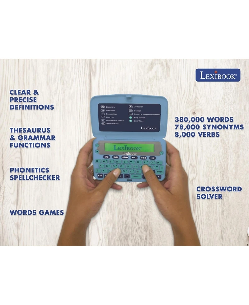 Lexibook The English Dictionary, definitions, Thesaurus, Grammar, Phonetic Spellchecker, with battery, D650EN