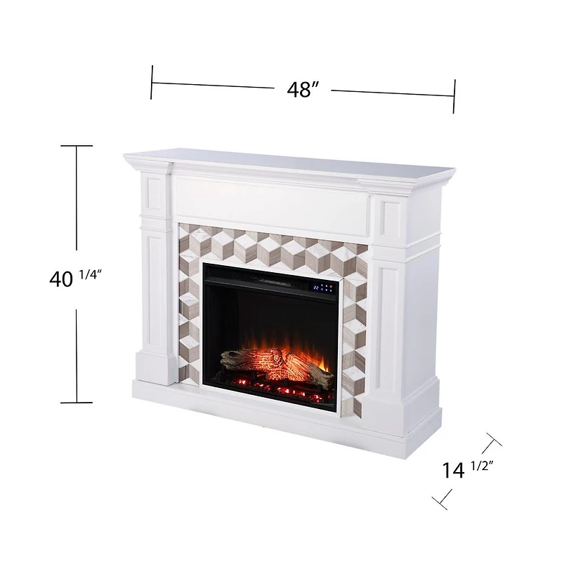 Augusta Home Darvingmore Criss Cross Fireplace with Marble Surround