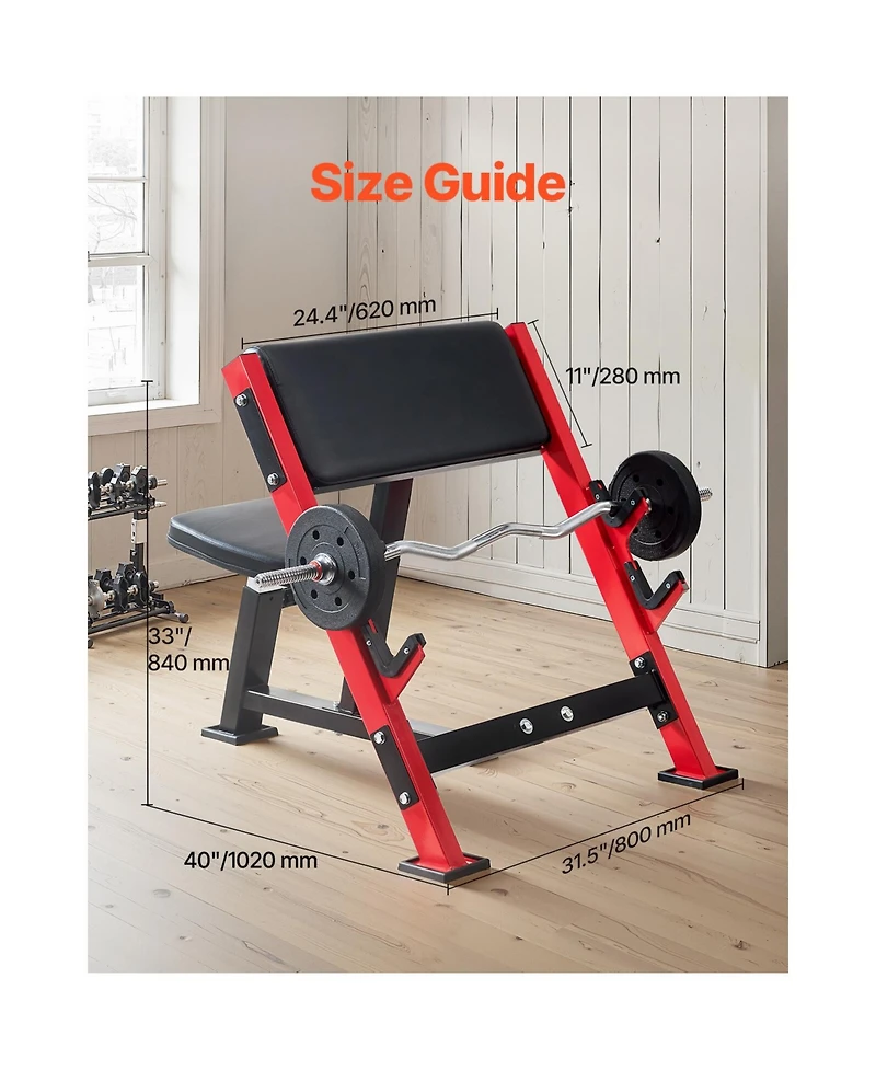 Vevor Preacher Curl Bench Adjustable Home Gym Biceps Machine Barbell Equipment