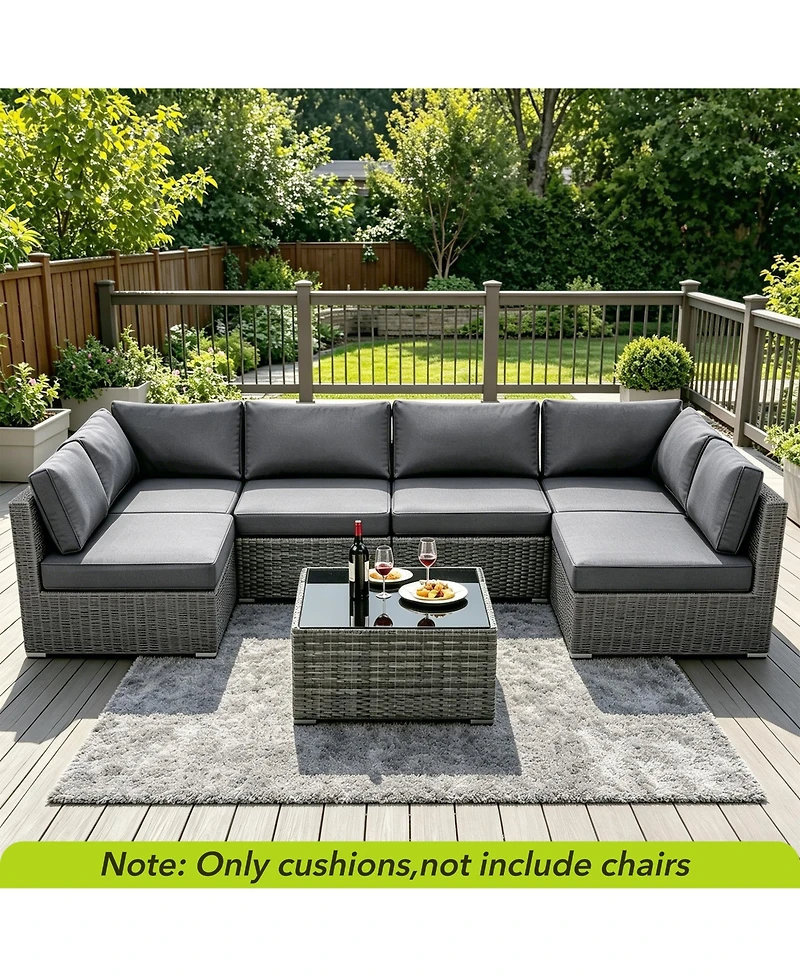 gaomon Patio Furniture Cushions Set 14-Piece,Replacement Outdoor Cushions for 6-Seat Patio Sectional,Deep Seat Cushion for Outdoor Sofa