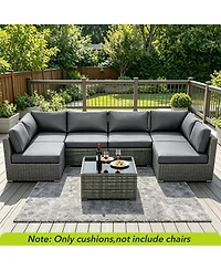 gaomon Patio Furniture Cushions Set 14-Piece,Replacement Outdoor Cushions for 6-Seat Patio Sectional,Deep Seat Cushion for Outdoor Sofa