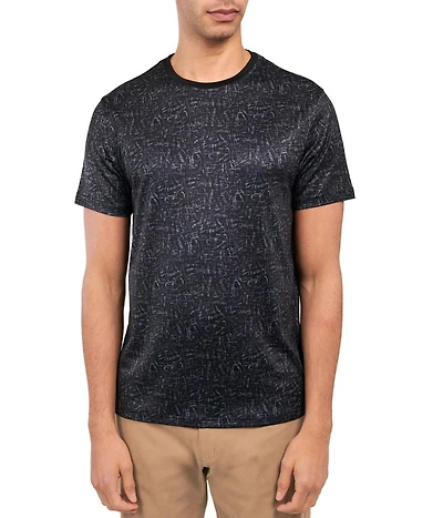 Society of Threads Men's Regular Fit Textured Print Performance T-Shirt