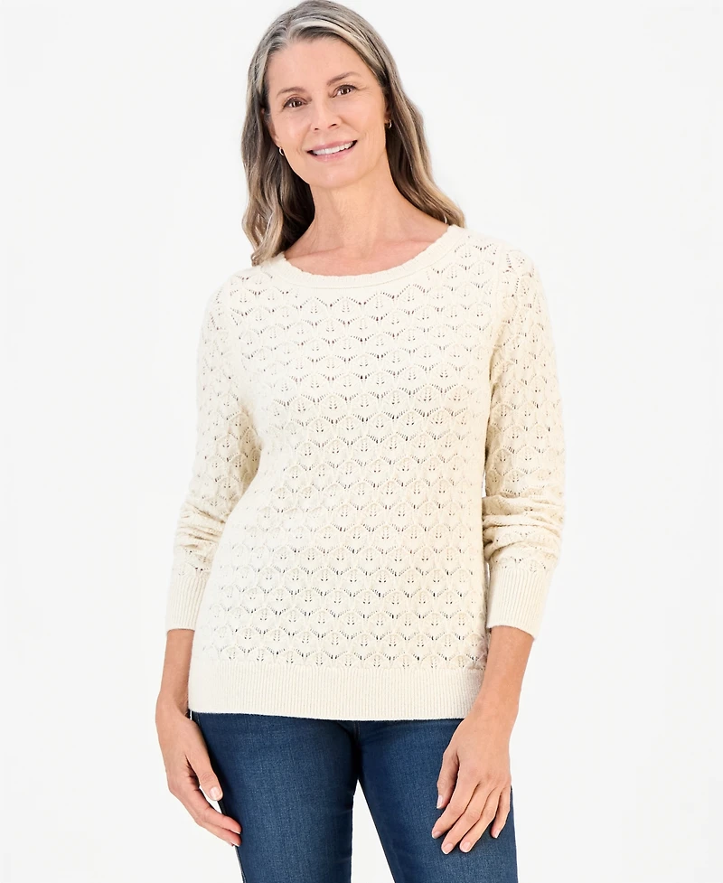 Style & Co Women's Lurex Boatneck Pointelle Sweater, Macy's Exclusive