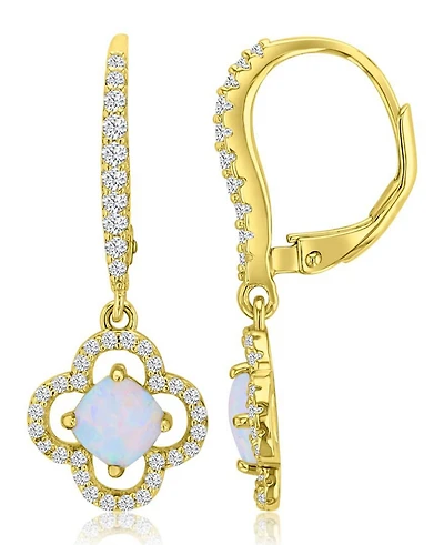 Macy's 14k Gold-Plated Opal Clover Stud Earrings