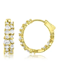 Macy's 14k Gold-Plated Medium Crystal Hoop Earrings
