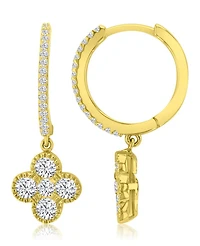 Macy's 14k Gold-Plated Clover Crystal Hoop Earrings