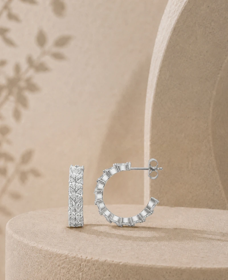 Macy's Silver-Plated Marquise J Hoop Earrings