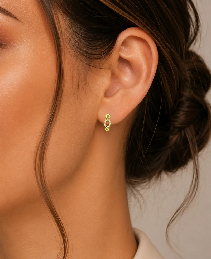 Macy's 14k Gold-Plated Oval Drop J Hoop Earrings