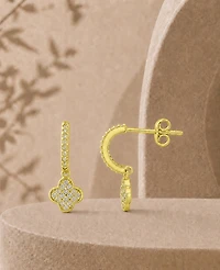 Macy's 14k Gold-Plated Clover Drop J Hoop Earrings